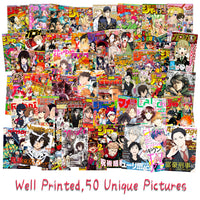 8TEHEVIN 50PCS Anime Magazine Covers Aesthetic Pictures Wall Collage Kit, Trendy Small Posters for Dorm Decor, Anime Style Wall Art Print, Aesthetic Photo Collection, Bedroom Decor for Teens Boy Girl