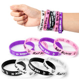 8TEHEVIN 24PCS Bunny Rapper Wristband Bracelet, Rock Bands Silicone Wristbands, Cool Rubber Bands, Trap Stretch Wristband for Men Women, Motivational Rubber Bracelets Sport Edition, Bunny Rapper Gifts